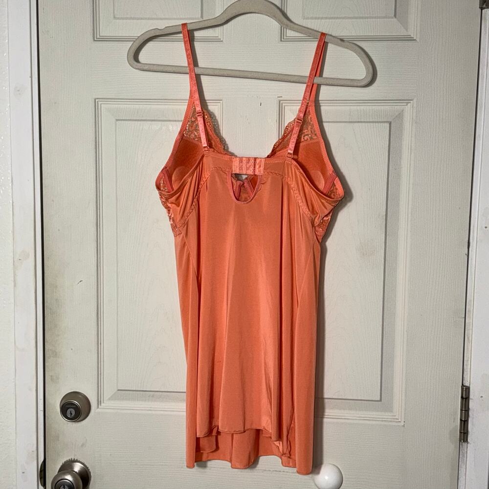 French Affair Peach Slip Push Up w/ Lace Sz Large - Picture 3 of 5
